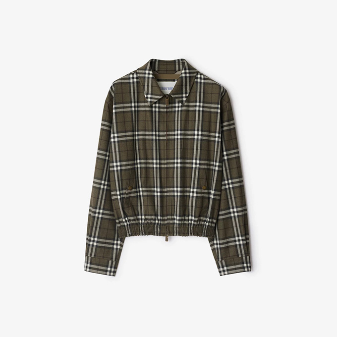 burberry bonded check wool harrington jacket